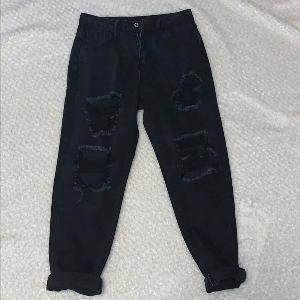 black ripped jeans